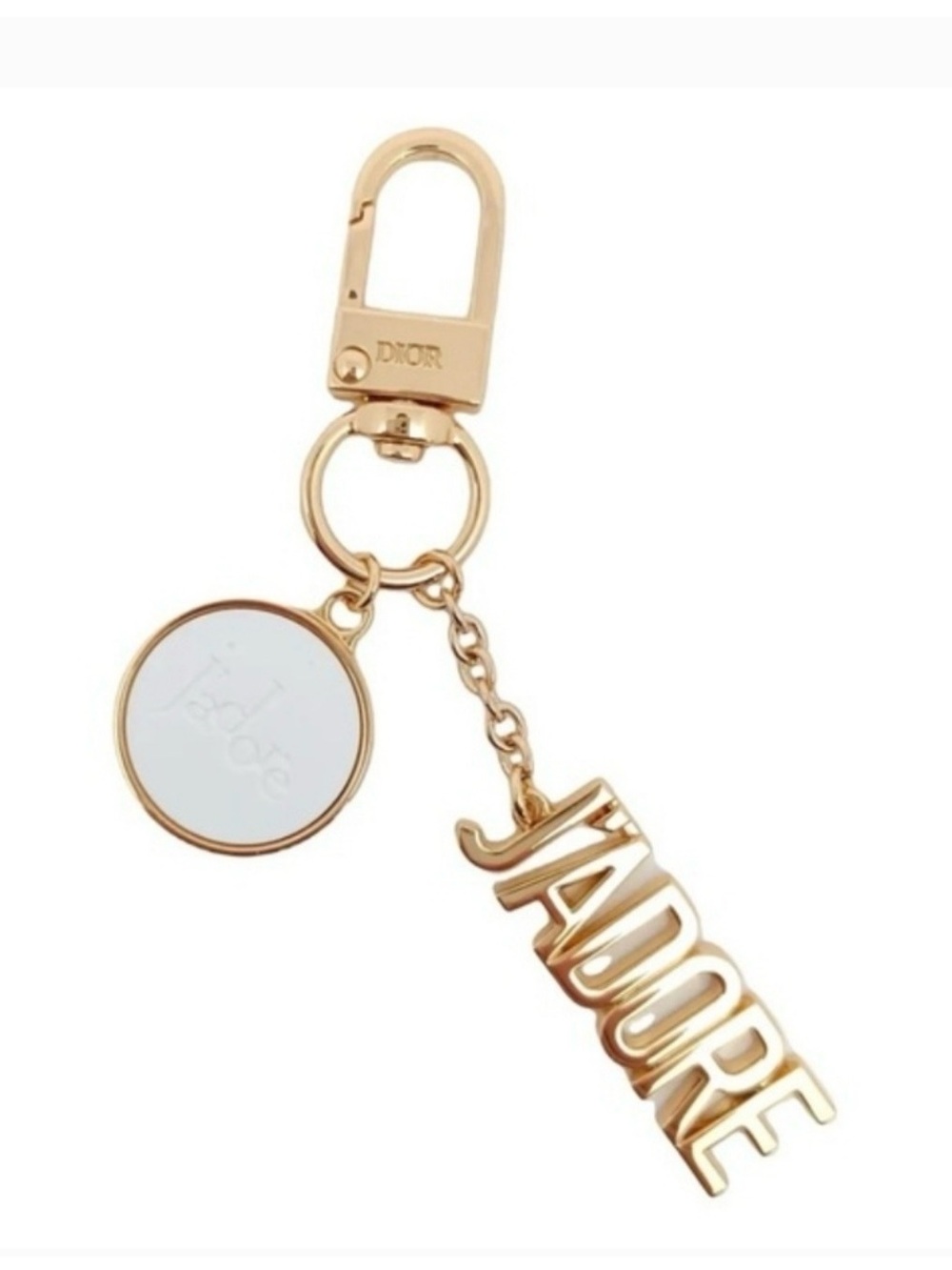 Dior Gold and White J'ADORE Keyring Charm